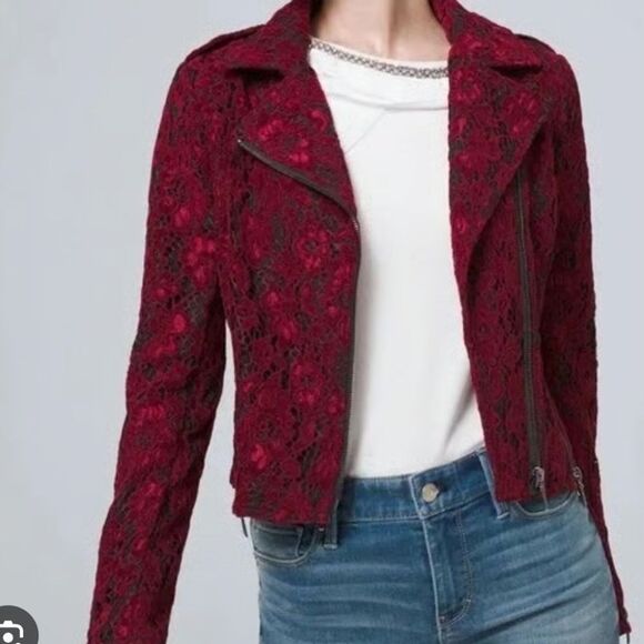 NWT❤️WHBM Lace Moto Jacket size M - Picture 3 of 15